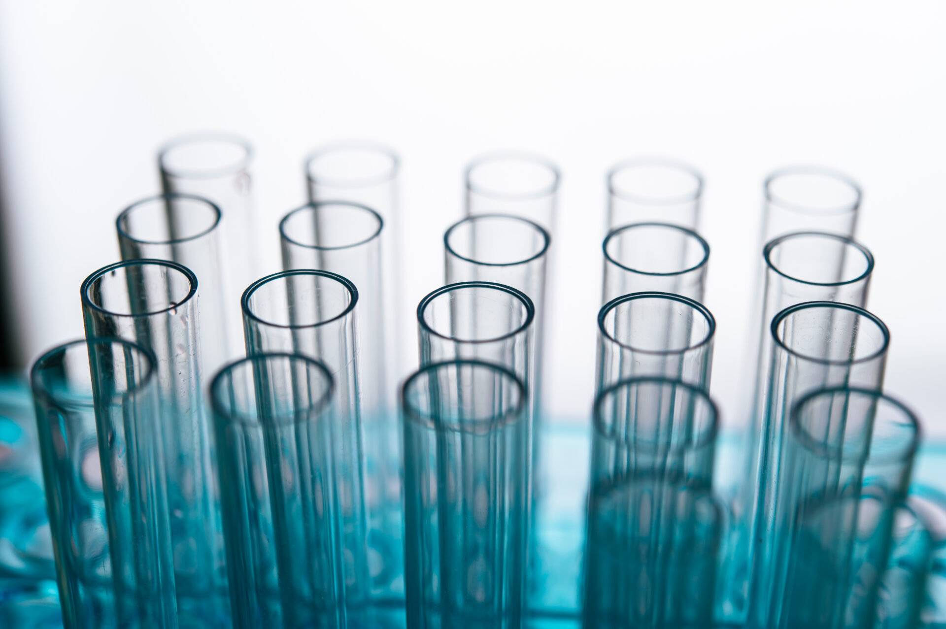 Science tubes arranged on the shelf.